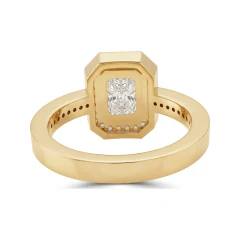 1.36 CTTW Vintage Emerald Cut Halo Engagement Ring in 10K Yellow Gold thumbnail 3