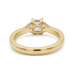 0.81 CTTW Emerald-Cut Cathedral Engagement Ring | Diamond Cluster in 10K Yellow Gold thumbnail 3