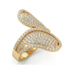 1.07 CTTW Pave Butterfly Cocktail Ring in 10K Yellow Gold thumbnail 2