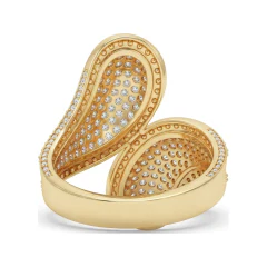 1.07 CTTW Pave Butterfly Cocktail Ring in 10K Yellow Gold thumbnail 3