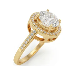 2.12 CTTW Cathedral Pave Halo Diamond Engagement Ring in 10K Yellow Gold thumbnail 2
