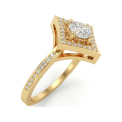 0.61 CTTW Kite Halo Geometric Engagement Ring in 10K Yellow Gold thumbnail 2