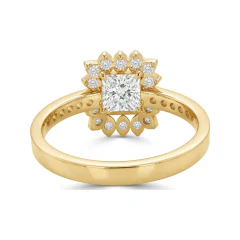 2.11 CTTW Radiant Cut Halo Engagement Ring with Pave Band in 10K Yellow Gold thumbnail 3