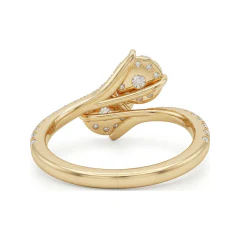 0.69 CTTW Two-Stone Bypass Halo Engagement Ring with Pave in 10K Yellow Gold thumbnail 3