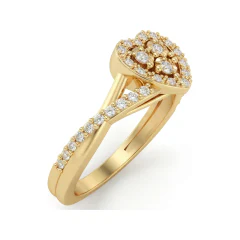 0.2 CTTW Heart Cluster Bypass Engagement Ring in 10K Yellow Gold thumbnail 2