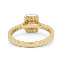 0.65 CTTW Rectangular Cluster Halo Engagement Ring in 10K Yellow Gold thumbnail 3