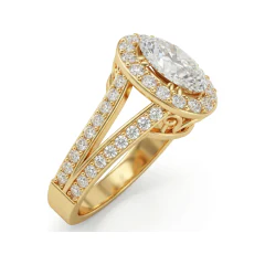 1.36 CTTW Oval Halo Engagement Ring with Pave Split Shank in 10K Yellow Gold thumbnail 2