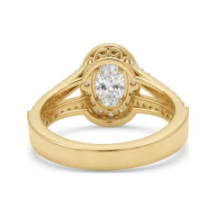 1.36 CTTW Oval Halo Engagement Ring with Pave Split Shank in 10K Yellow Gold thumbnail 3