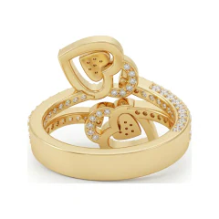 0.77 CTTW Open Heart Ring with Pave Split Shank in 10K Yellow Gold thumbnail 3