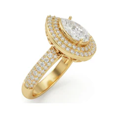 1.93 CTTW Pear Halo Pave Split Shank Engagement Ring in 10K Yellow Gold thumbnail 2