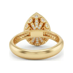 1.93 CTTW Pear Halo Pave Split Shank Engagement Ring in 10K Yellow Gold thumbnail 3
