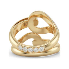 1.21 CTTW Pave Diamond Love Knot Cocktail Ring in 10K Yellow Gold thumbnail 3