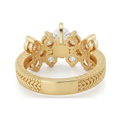 2.42 CTTW Pear Accented Solitaire Cluster Ring in 10K Yellow Gold thumbnail 3