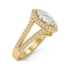 1.3 CTTW Marquise Halo Split Shank Engagement Ring in 10K Yellow Gold thumbnail 2