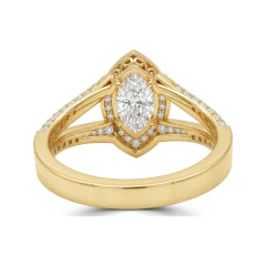 1.3 CTTW Marquise Halo Split Shank Engagement Ring in 10K Yellow Gold thumbnail 3