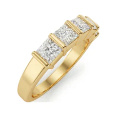 1.34 CTTW Five-Stone Emerald & Princess Channel-Set Wedding Band in 14K Yellow Gold thumbnail 2