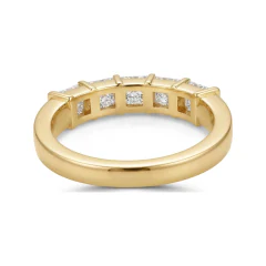 1.34 CTTW Five-Stone Emerald & Princess Channel-Set Wedding Band in 14K Yellow Gold thumbnail 3
