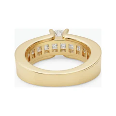 3.11 CTTW Mens Wide Band Solitaire Ring with Channel Baguettes in 10K Yellow Gold thumbnail 3