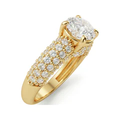 2.27 CTTW Cathedral Solitaire Engagement Ring with French Pave Shank in 10K Yellow Gold thumbnail 2