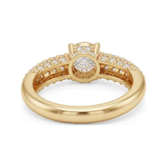 2.27 CTTW Cathedral Solitaire Engagement Ring with French Pave Shank in 10K Yellow Gold thumbnail 3