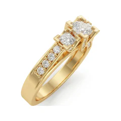 1.2 CTTW Trellis Three-Stone Princess Ring with Channel and Pave in 10K Yellow Gold thumbnail 2