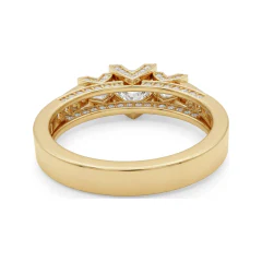1.2 CTTW Trellis Three-Stone Princess Ring with Channel and Pave in 10K Yellow Gold thumbnail 3