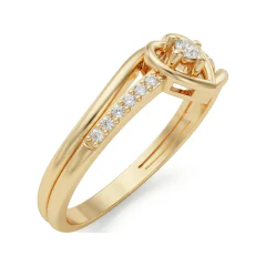 0.11 CTTW Heart Motif Engagement Ring with Pave Bypass Shank in 10K Yellow Gold thumbnail 2