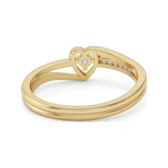 0.11 CTTW Heart Motif Engagement Ring with Pave Bypass Shank in 10K Yellow Gold thumbnail 3