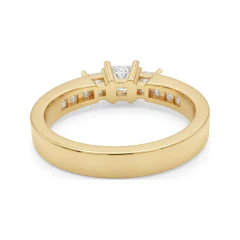 0.63 CTTW Princess Three-Stone Ring with Channel Accents in 10K Yellow Gold thumbnail 3