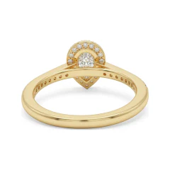 0.58 CTTW Pear Halo Engagement Ring with Pave Shoulders in 10K Yellow Gold thumbnail 3