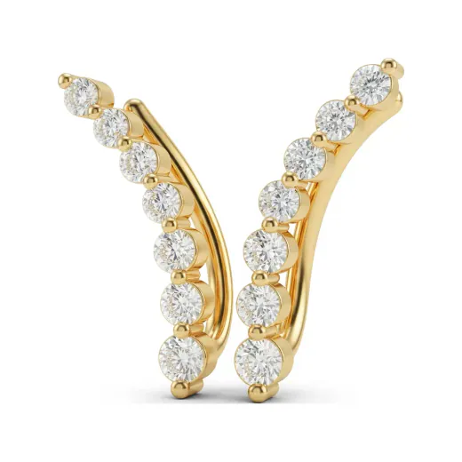 0.64 CTTW Round Lab Grown Diamond Ear Climber Earrings