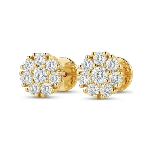0.36 CTTW Lab Grown Diamond Flower Cluster Stud Earrings | Floral Prong-Set Studs