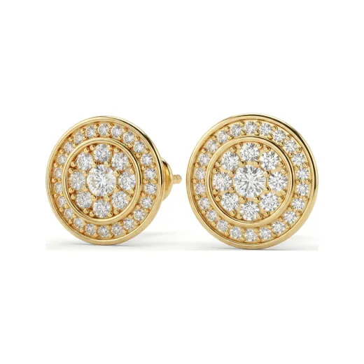 0.6 CTTW Lab Grown Diamond Round Double Halo Stud Earrings in Pave