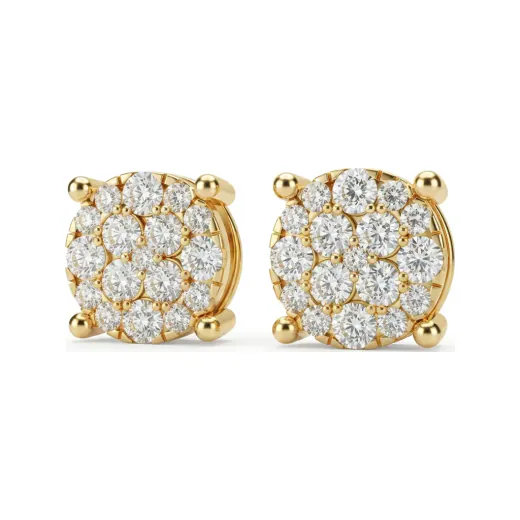 1.99 CTTW Lab Grown Diamond Round Cluster Stud Earrings with Channel Detail
