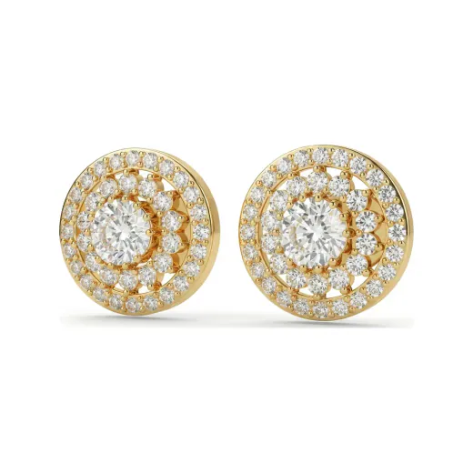 1.11 CTTW Lab Grown Diamond Double Halo Pave Stud Earrings
