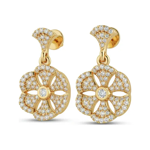 0.73 CTTW Lab Grown Diamond Cross Drop Earrings | Pave & Bezel Dangles