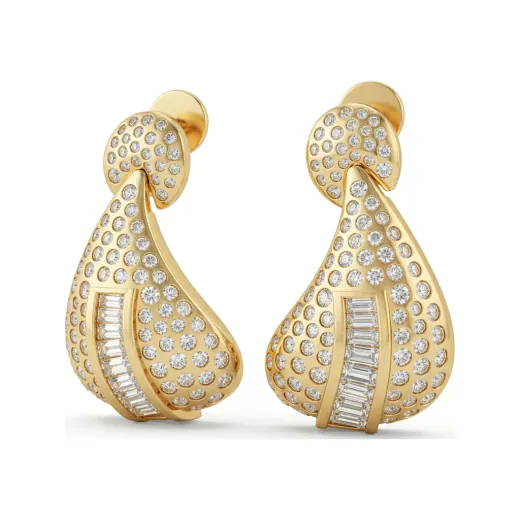 1.98 CTTW Lab Grown Diamond Baguette Teardrop Drop Earrings in Channel-Set