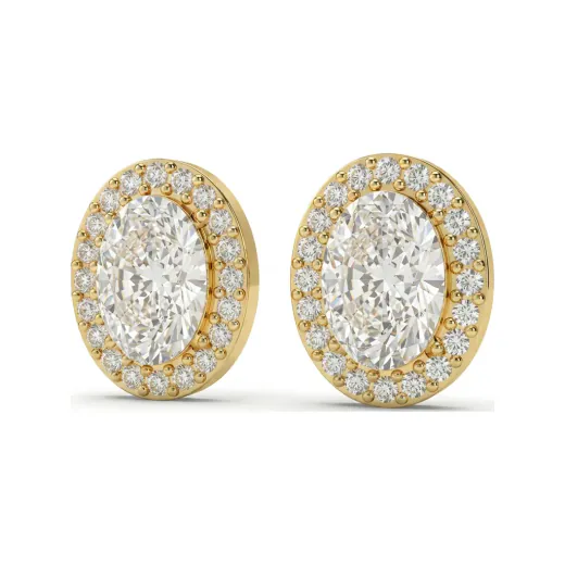 1.79 CTTW Oval Halo Lab Grown Diamond Stud Earrings | Classic Studs