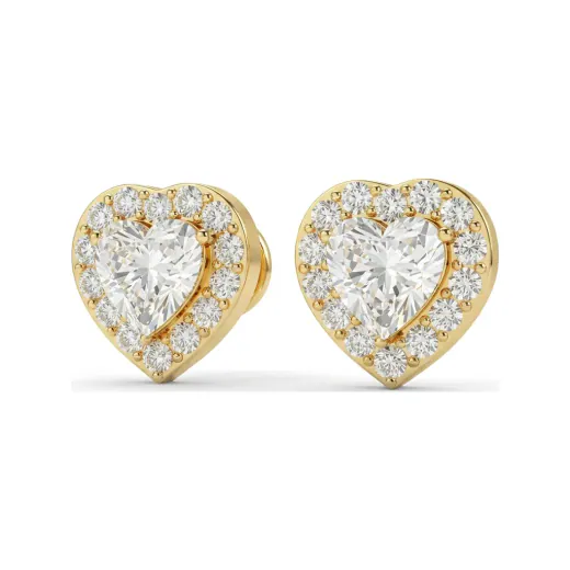 0.86 CTTW Heart Cut Lab Grown Diamond Halo Stud Earrings