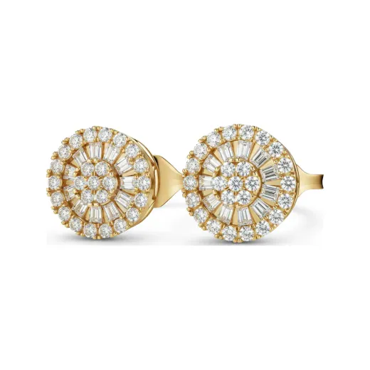 0.41 CTTW Baguette and Round Lab Grown Diamond Starburst Stud Earrings