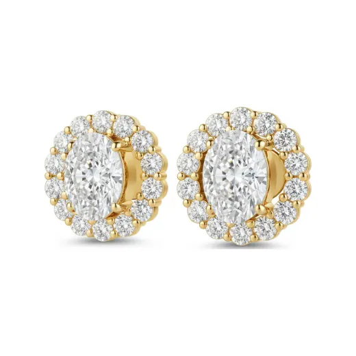 2.34 CTTW Oval Lab Grown Diamond Halo Stud Earrings