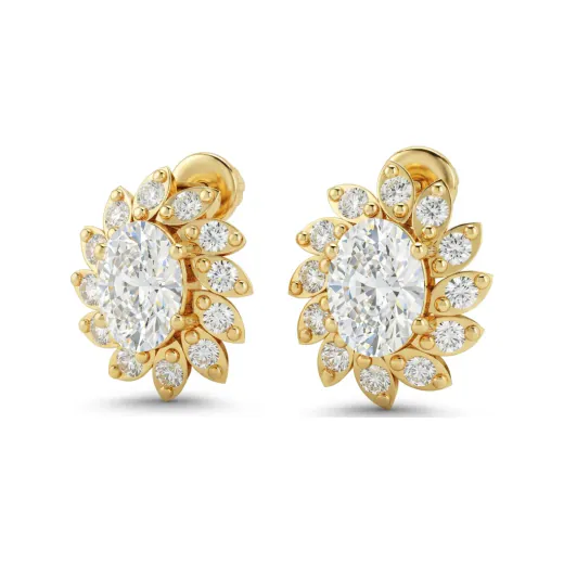 2.09 CTTW Oval Lab Grown Diamond Halo Stud Earrings