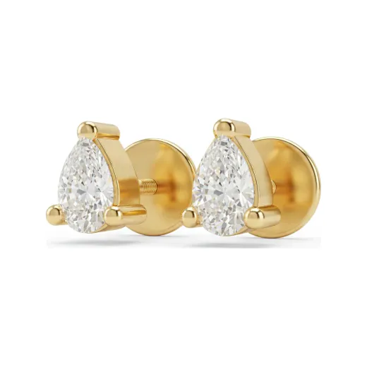 0.19 CTTW Pear Cut Lab Grown Diamond Solitaire Stud Earrings | Three Prong