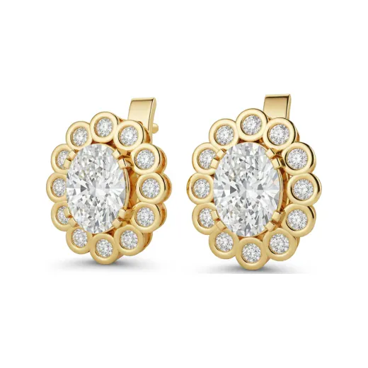 2.92 CTTW Oval Lab Grown Diamond Halo Stud Earrings