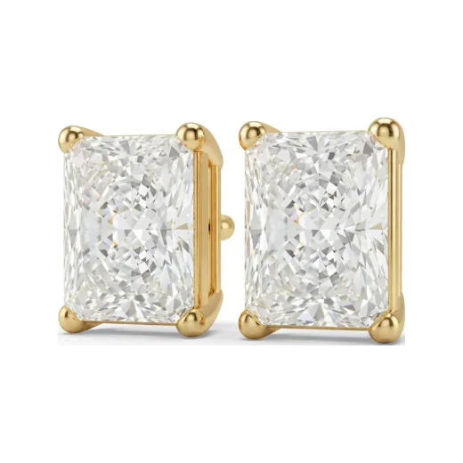 0.4 CTTW Lab Grown Diamond Radiant Cut Basket Stud Earrings with Screw Backs