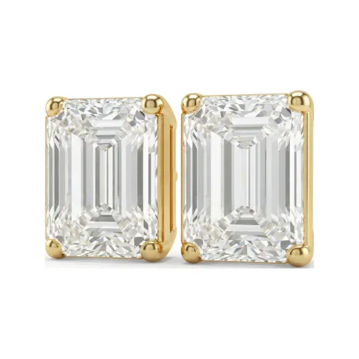 0.15 CTTW Lab Grown Diamond Emerald-Cut Stud Earrings | Basket-Set, Screw Backs