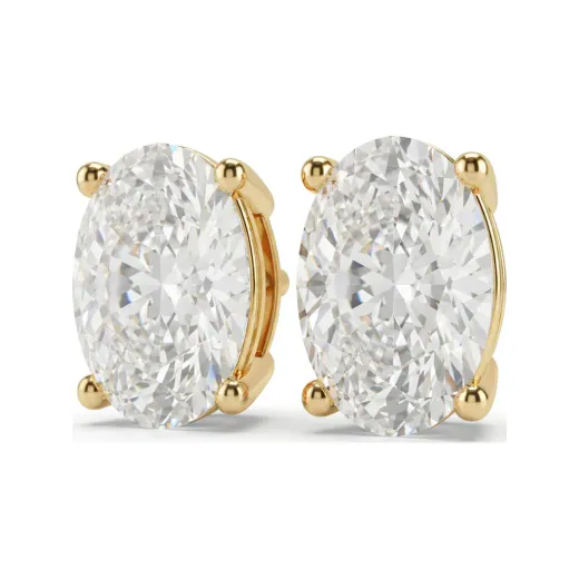 1 CTTW Lab Grown Diamond Oval Basket Stud Earrings with Screw Backs