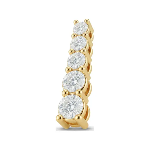 1.49 CTTW Five-Stone Graduated Round Diamond Journey Pendant in 10K Yellow Gold
