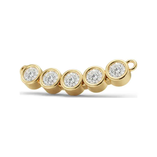 1.18 CTTW Five-Stone Bezel Diamond Curved Bar Pendant in 10K Yellow Gold
