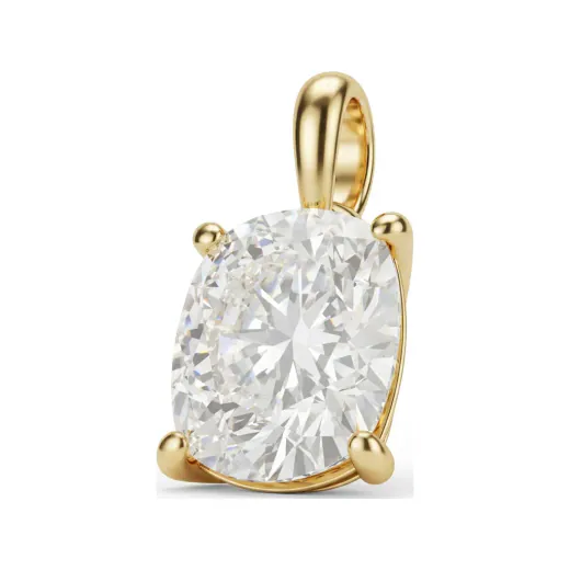 9.94 CTTW Cushion Colored Stone Solitaire Pendant in 14K Yellow Gold